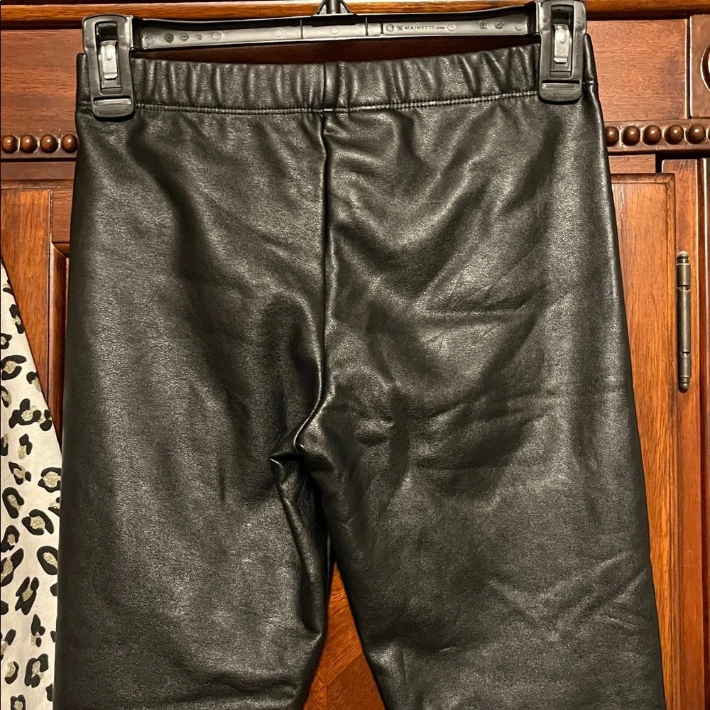 Rachel Zoe Girl’s Animal Print Top and Black PleatherLeggings Set